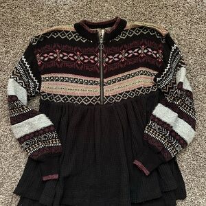 Black and Multicolor Patterned Sweater